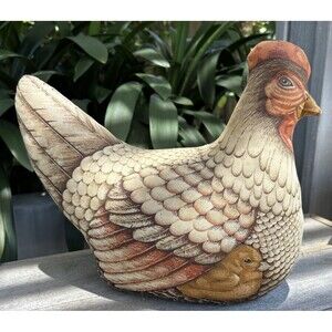 Vintage Handmade Fabric Farmhouse Chicken with Chicks Pillow Country Decor